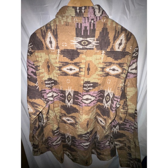 Cotton On Mens Camden Aztec Long Sleeve Shirt Khaki Tribal Pattern, Size XL, NWT - Picture 6 of 6